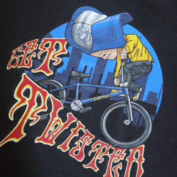 Vintage Y2K BMX Boy "Get Twisted" Print Black Tee / 10-12Y - Picture 2 of 4